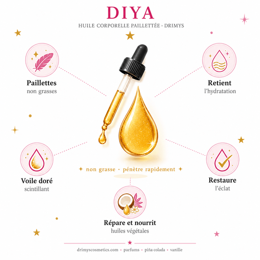DIYA - Huile sèche scintillante - DRIMYS Cosmetics