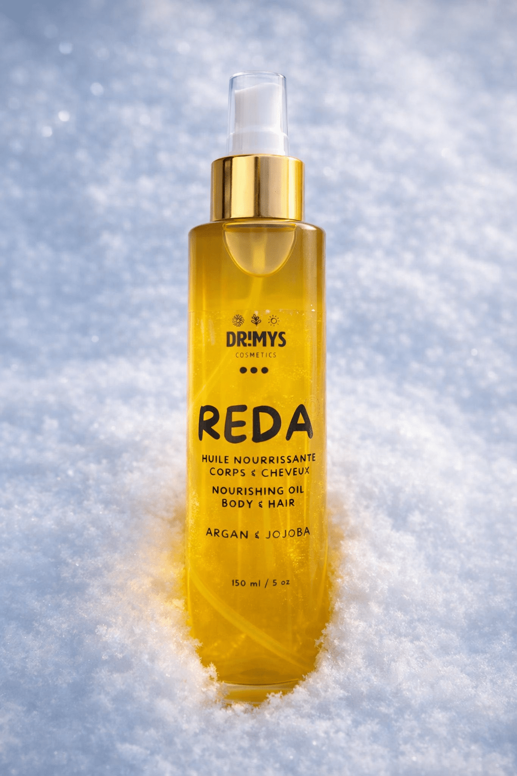 REDA - Huile sèche nourrissante au jojoba & argan pour peau et cheveux, hydrate et protège - DRIMYS Cosmetics